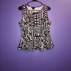 Forever21 Black and White Aztec Peplum Shirt